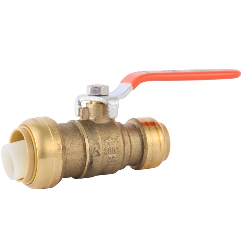 SharkBite 1 x 3/4 in PTC Reducing Ball Valve, Push-to-Connect Brass Water Shut-Off Plumbing Fitting, 22993LF - Image 1